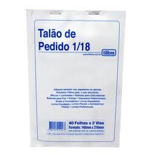 Talão de Pedido 1/18 40 Folhas 2 vias
